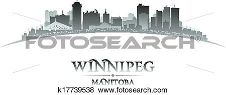 Clip Art of Winnipeg Manitoba Canada city skyline silhouette.