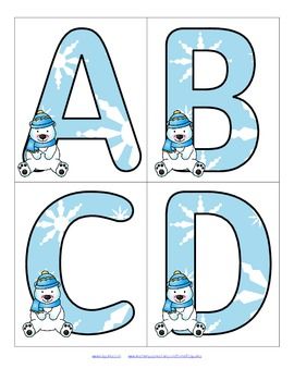 WINTER Large Alphabet Flashcards Upper and Lower Case.