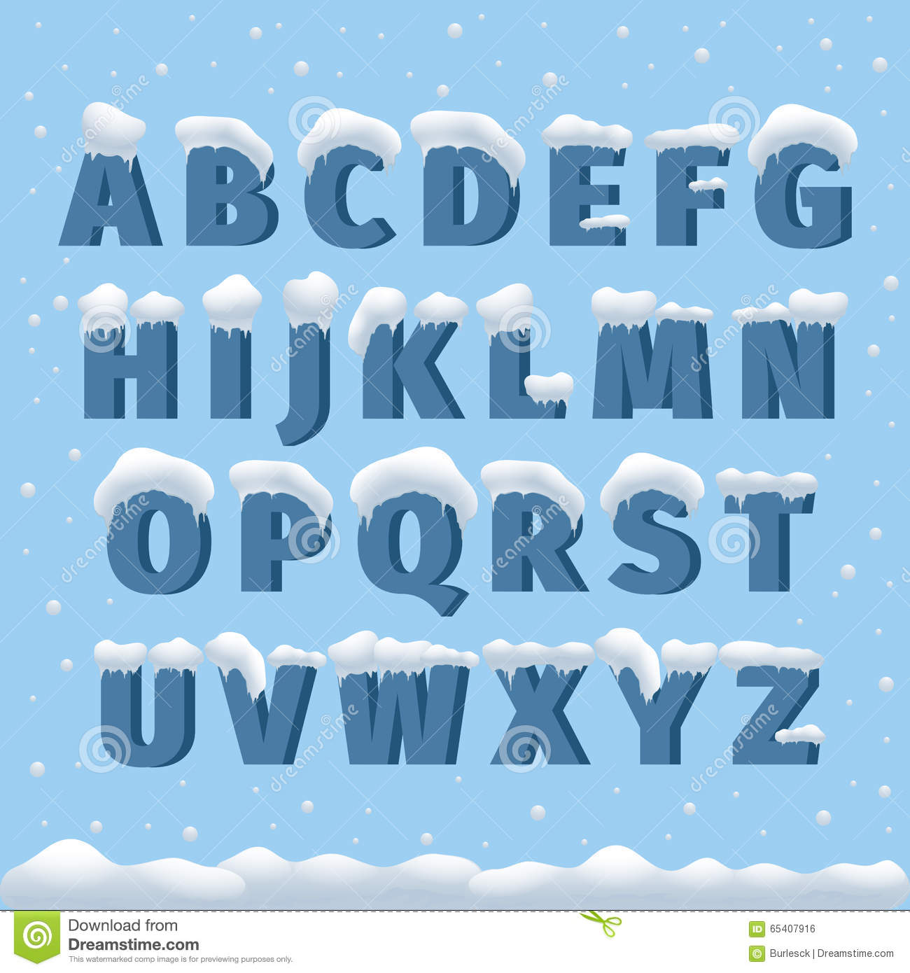 Winter Alphabet Stock Illustrations.