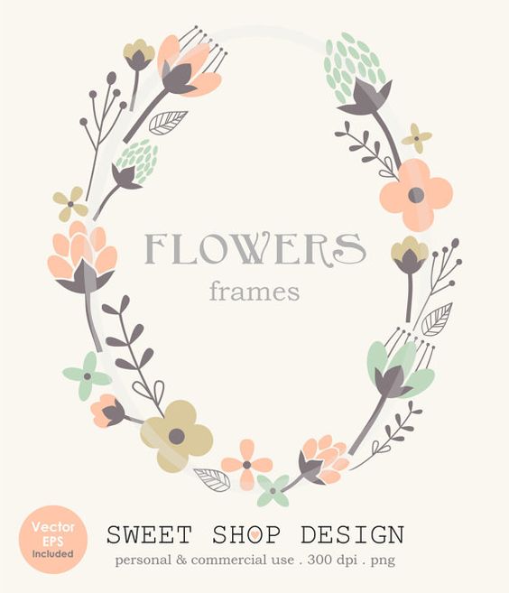Flower Border Clip Art Frames Wedding Clip Art by SweetShopDesign.