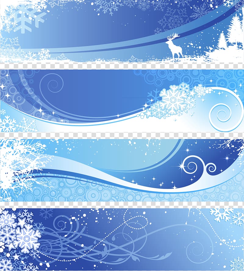 Blue snowflakes frame collage, Winter Snowflake Euclidean.