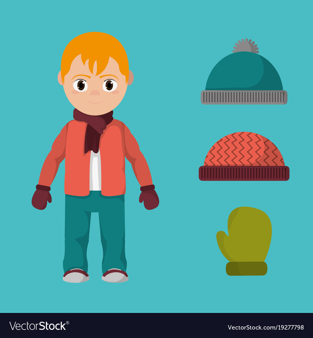 Boy with winter clothes to cold weather.