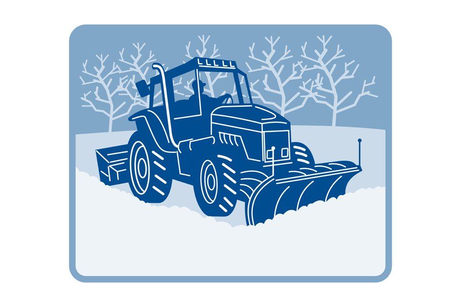 Snow plow tractor plowing winter by patrimonio on.