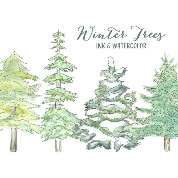 Christmas Tree Clipart // Evergreen Tree Pine Tree.