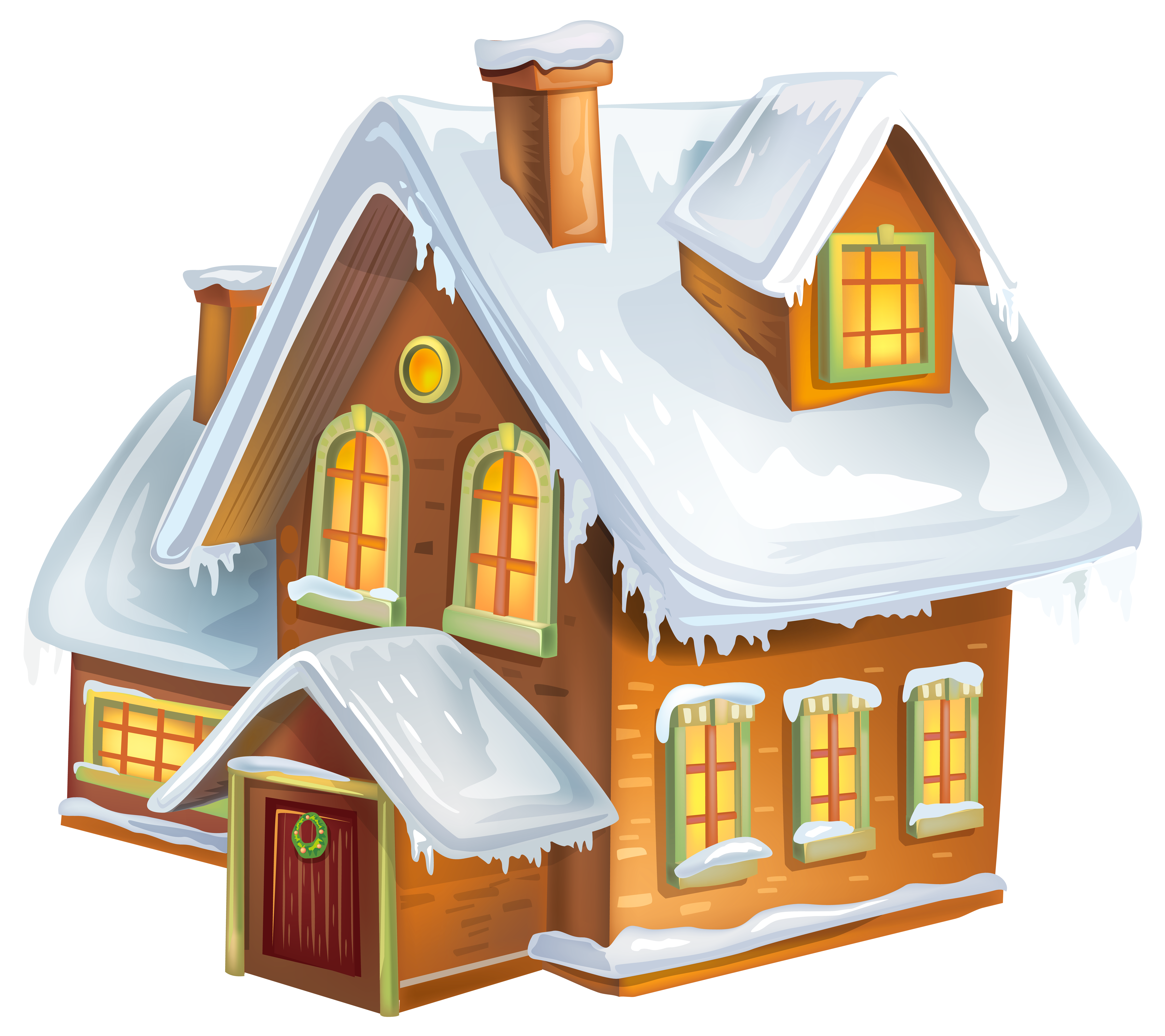 Christmas Winter House Transparent PNG Clip Art Image.