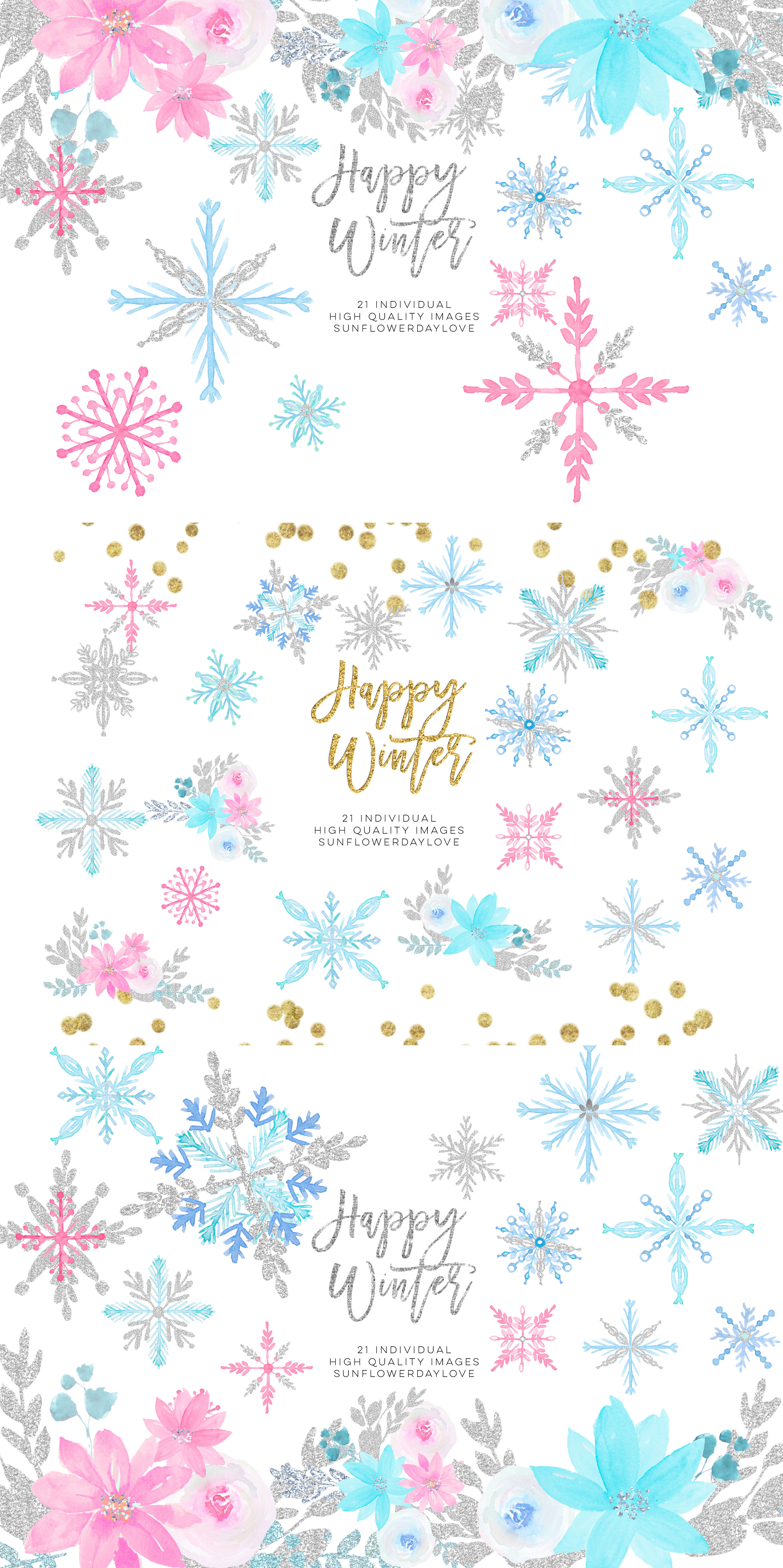 Winter onederland clipart, winter snowflakes clipart By.