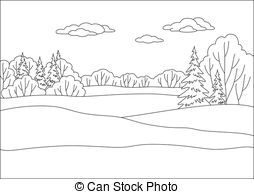 Snow Scene Clipart Black And White.