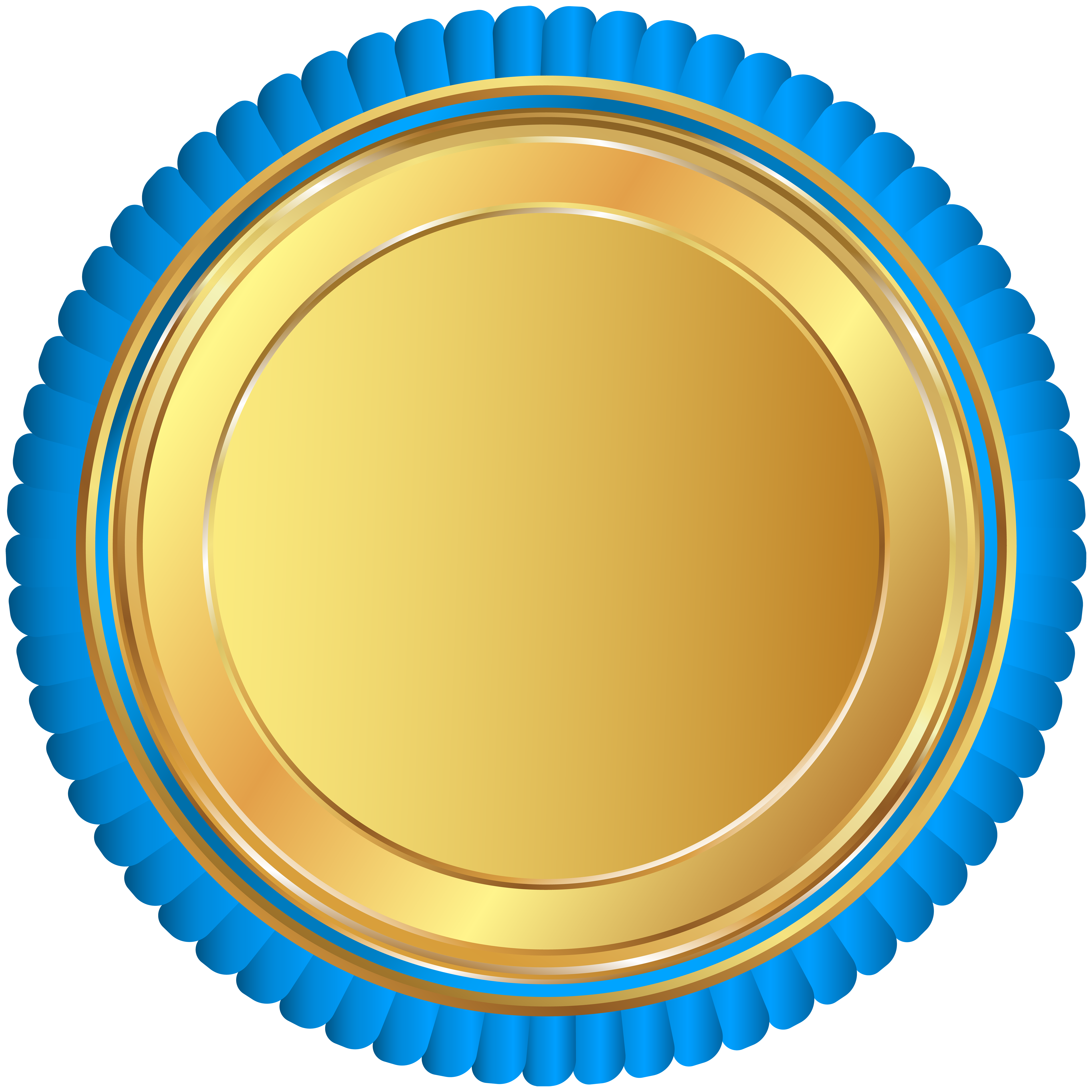 Gold Blue Seal Badge PNG Clip Art Image.