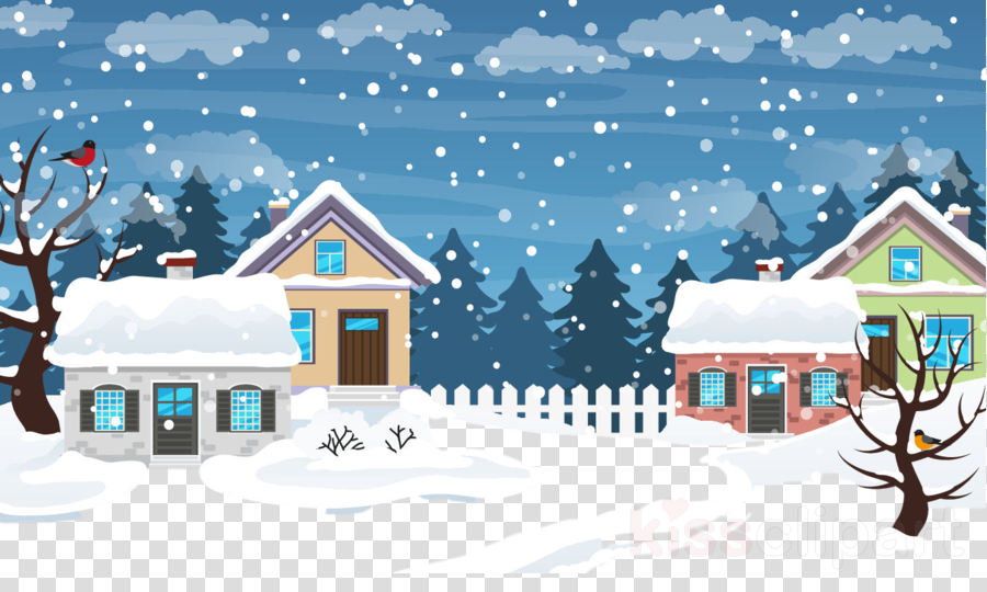 winter snow home cartoon house clipart.