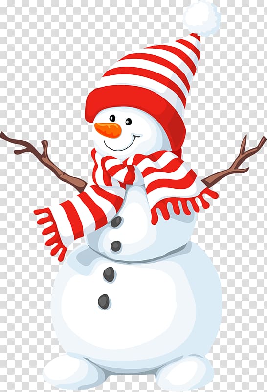 Snowman Illustration, Snowman wearing scarf transparent.