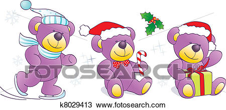 Christmas, winter Teddy bears Clipart.