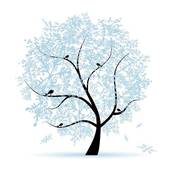 Clip Art of Winter tree, snowflakes. Christmas holiday. k5319078.