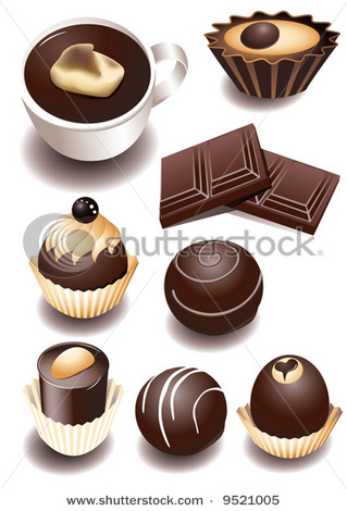 Clip Art Picture of Many Different Types of Chocolate Including.