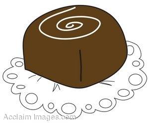 Clipart Illustration of a Chocolate Truffle on a Doilie.