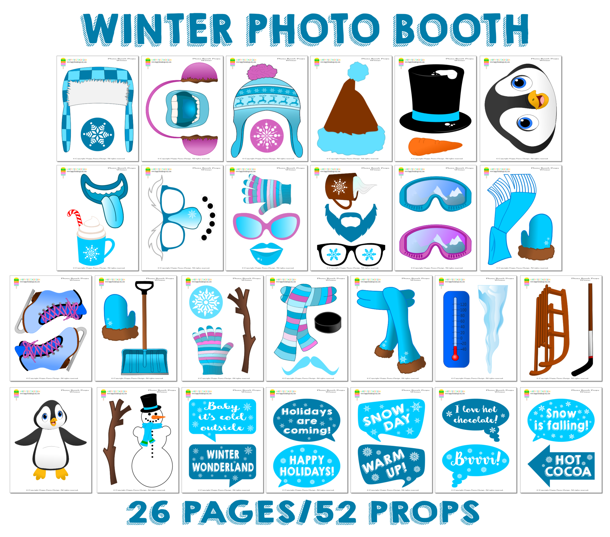Printable Winter Photo Booth Props/ Baby, It\'s Cold Outside.