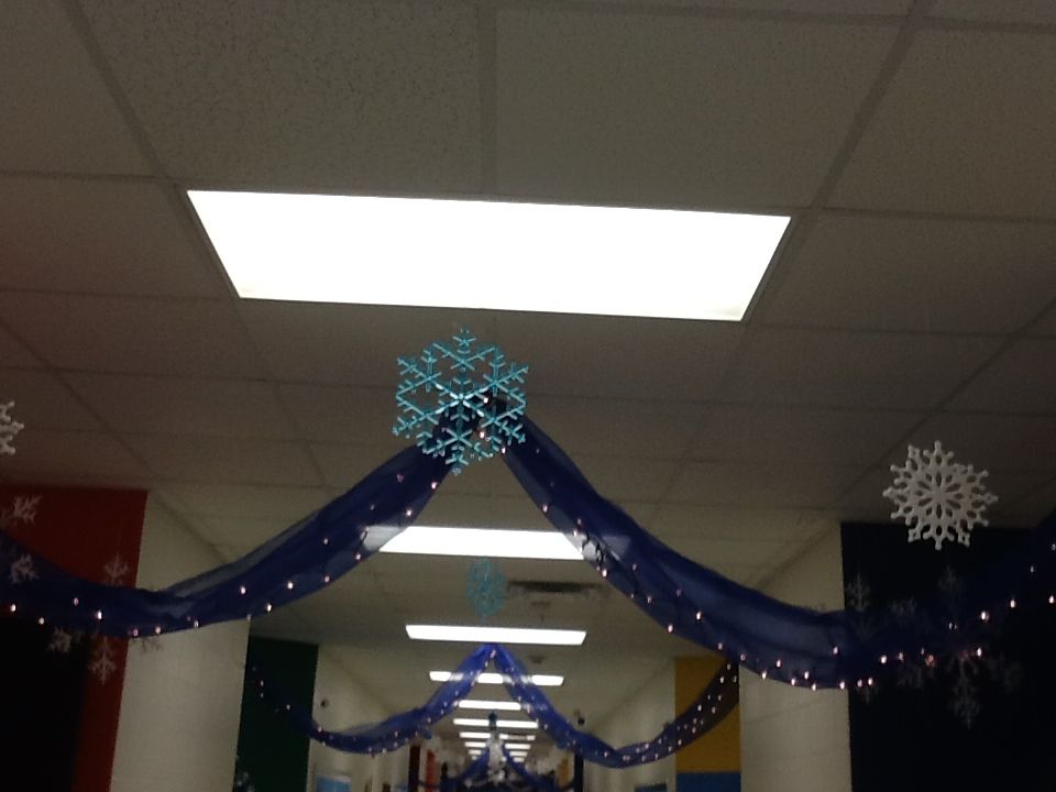 Winter Wonderland Decorations for School Hallway.