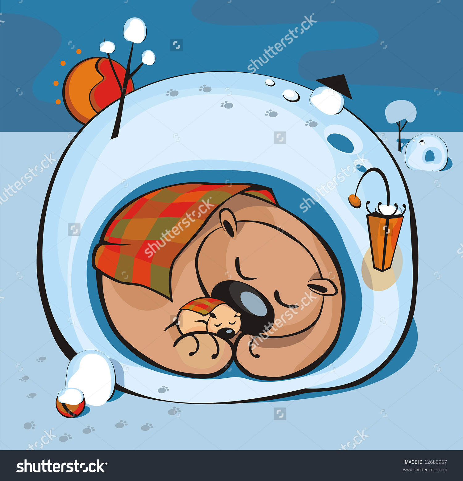 Shebear Bear Cub Sleep Winter Den Stock Vector 62680957.