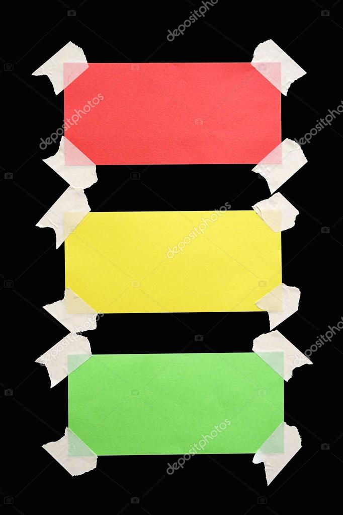 Taped Down Traffic Light Notes with Clipping Path — Stock Photo.