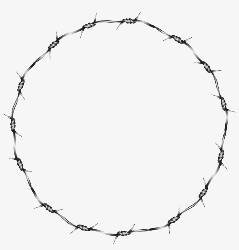 Graphic Black And White Barb Wire Fence Clipart PNG Image.