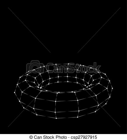 Vector Clip Art of Wireframe 3D Torus with Bright Light Dots.