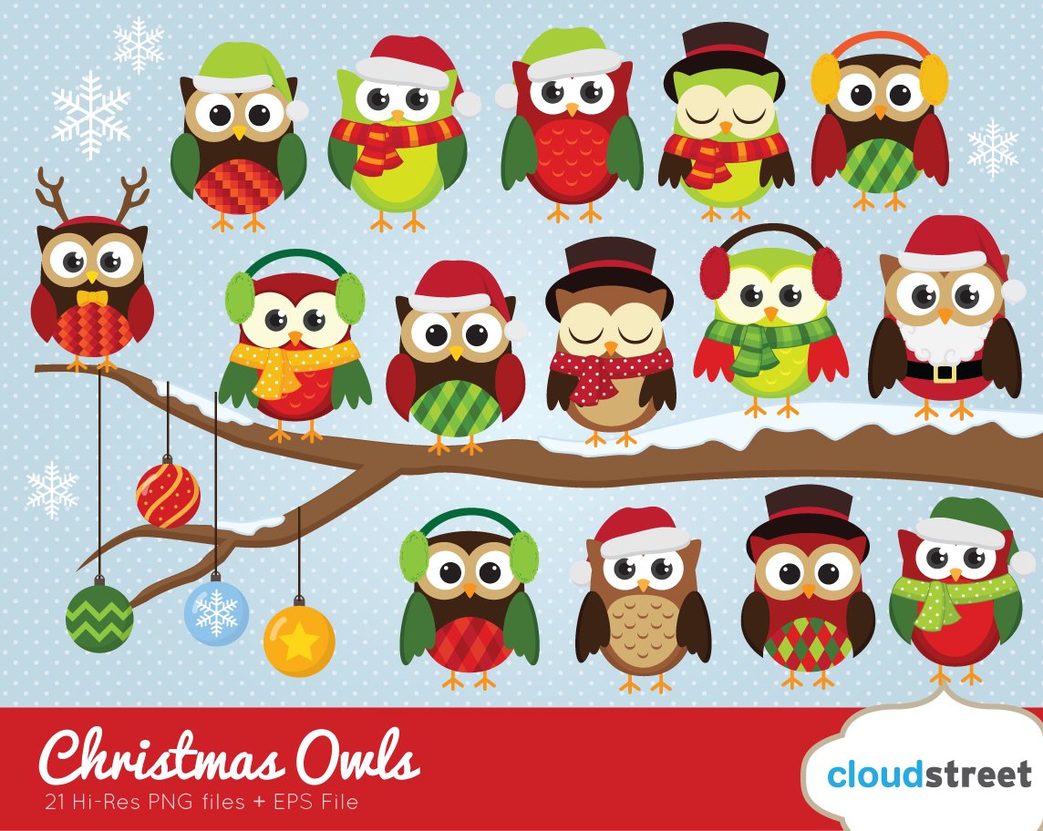 Owls on branches Photos, Graphics, Fonts, Themes, Templates.