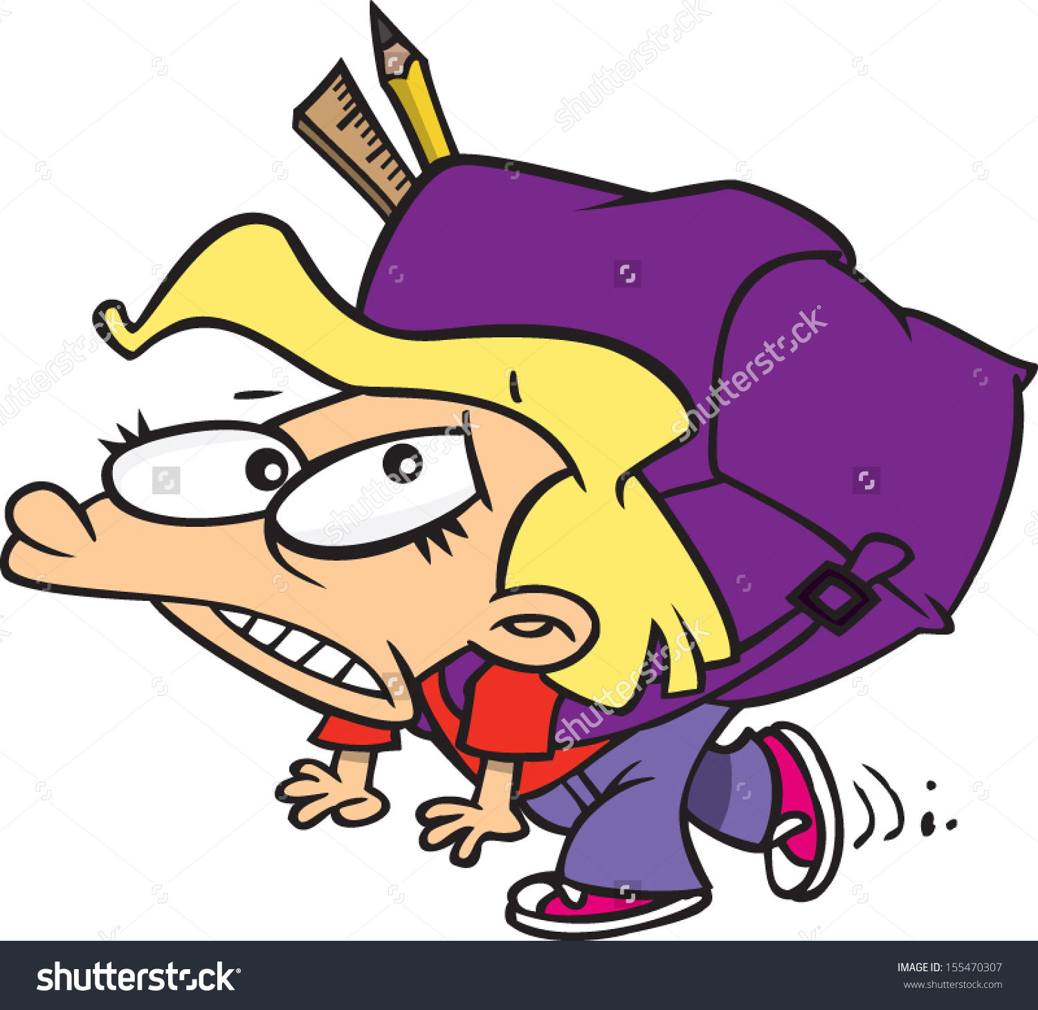 Heavy backpack clipart.