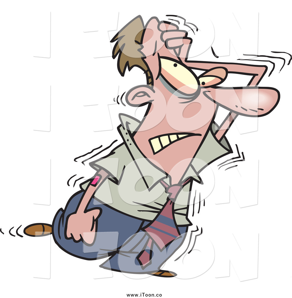 Royalty Free Cartoon of a Frustrated White Businessman Wearing a.