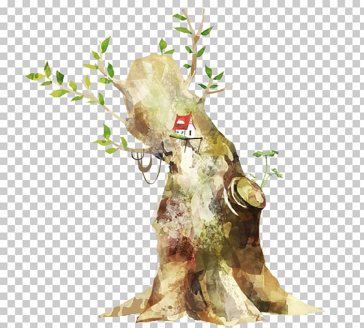 Middle Ages Branch Tree, Medieval fantasy cartoon hand.