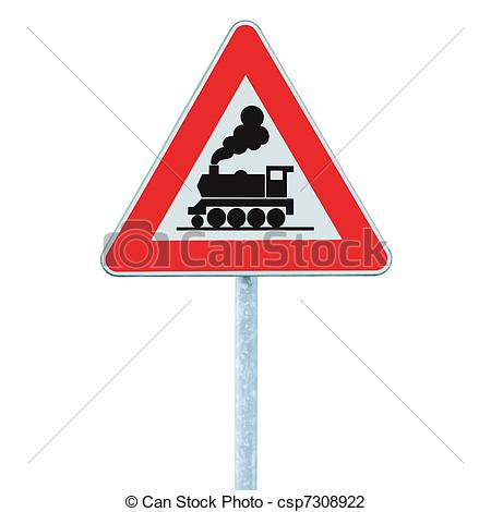 Stock Photo of Railroad Level Crossing Sign without barrier or.