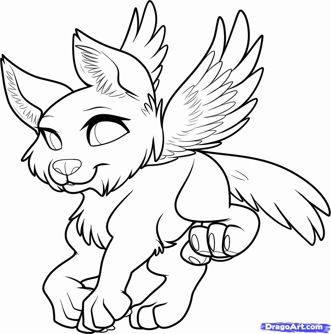 Baby Wolf With Wings Coloring Pages.