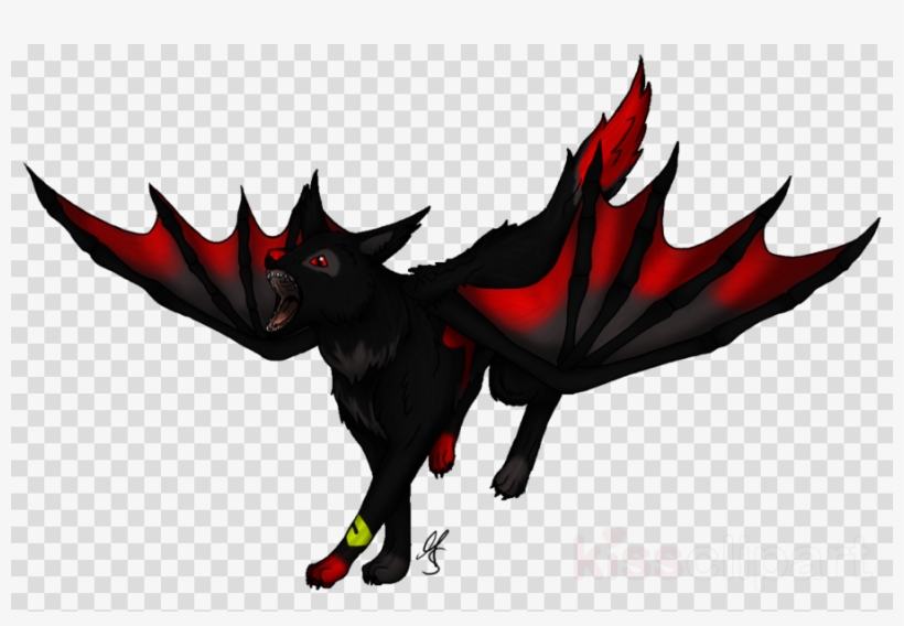Black And Red Winged Wolf Clipart Dog Black Wolf Red.