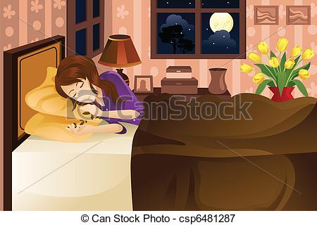 Woman Asleep In Bed Drawing Free Clipart.