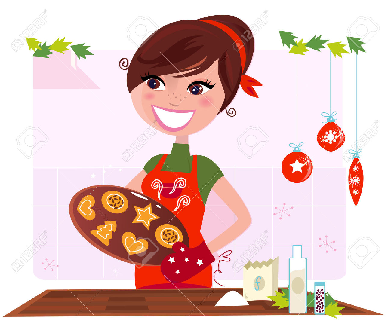 Woman Baker Christmas Clipart.