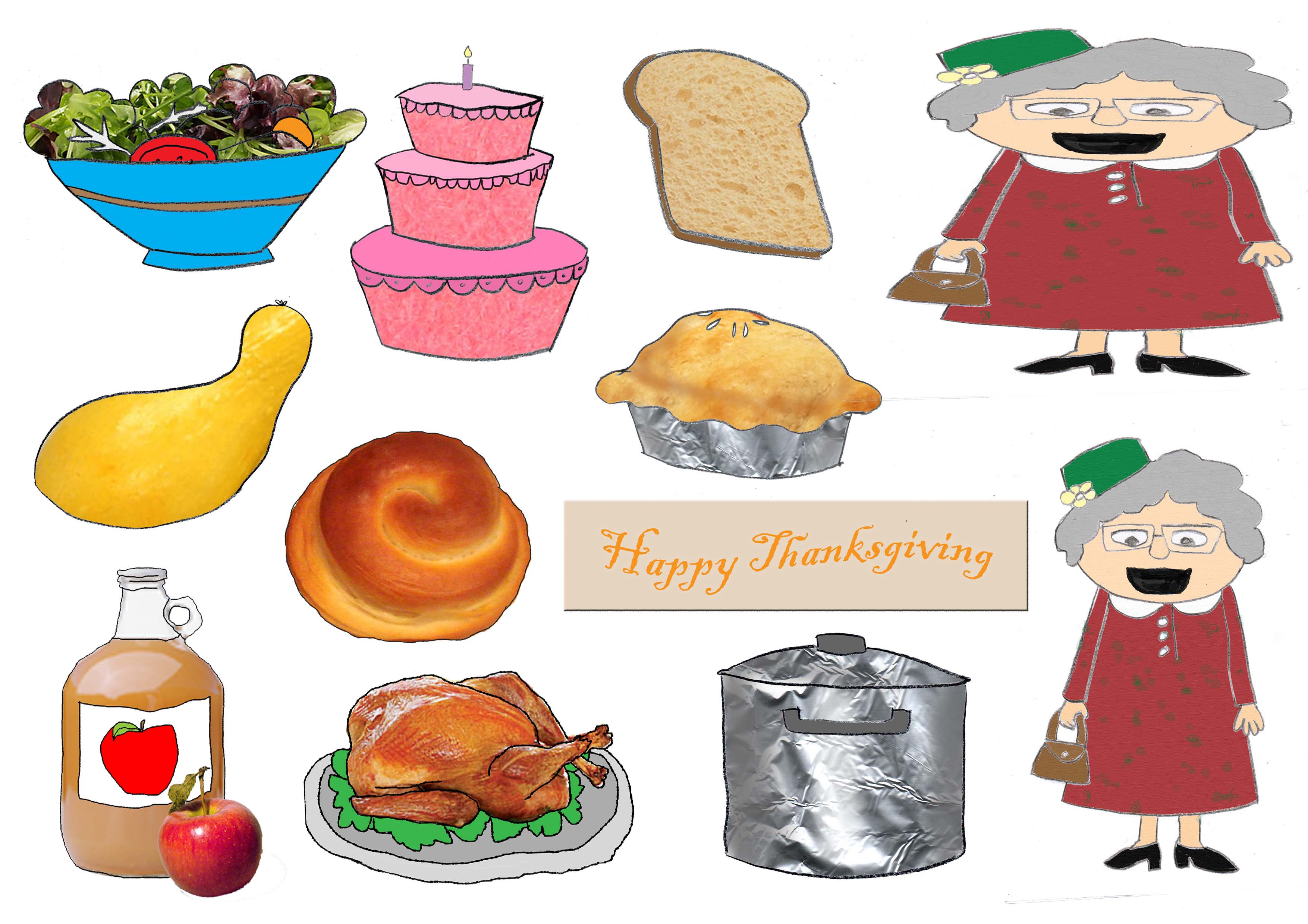 Old Lady Who Swallowed A Turkey Clipart.