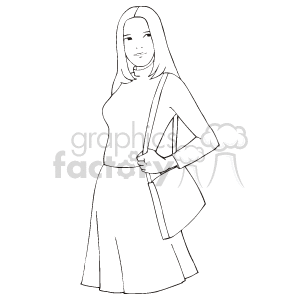 an outline of a business woman clipart. Royalty.