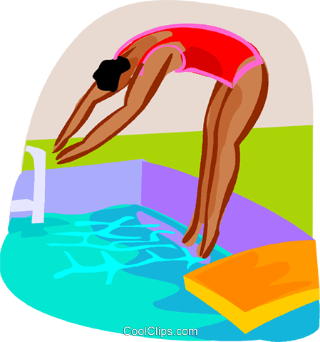 woman diving into the pool Royalty Free Vector Clip Art.