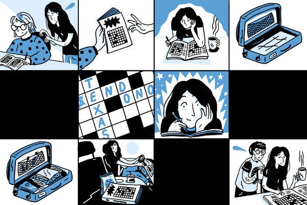 clipt art of woman doing crossword puzzle