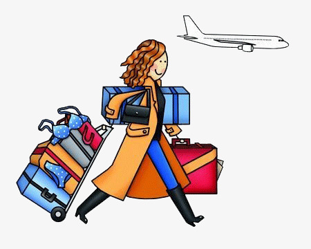Woman With Luggage Clipart.