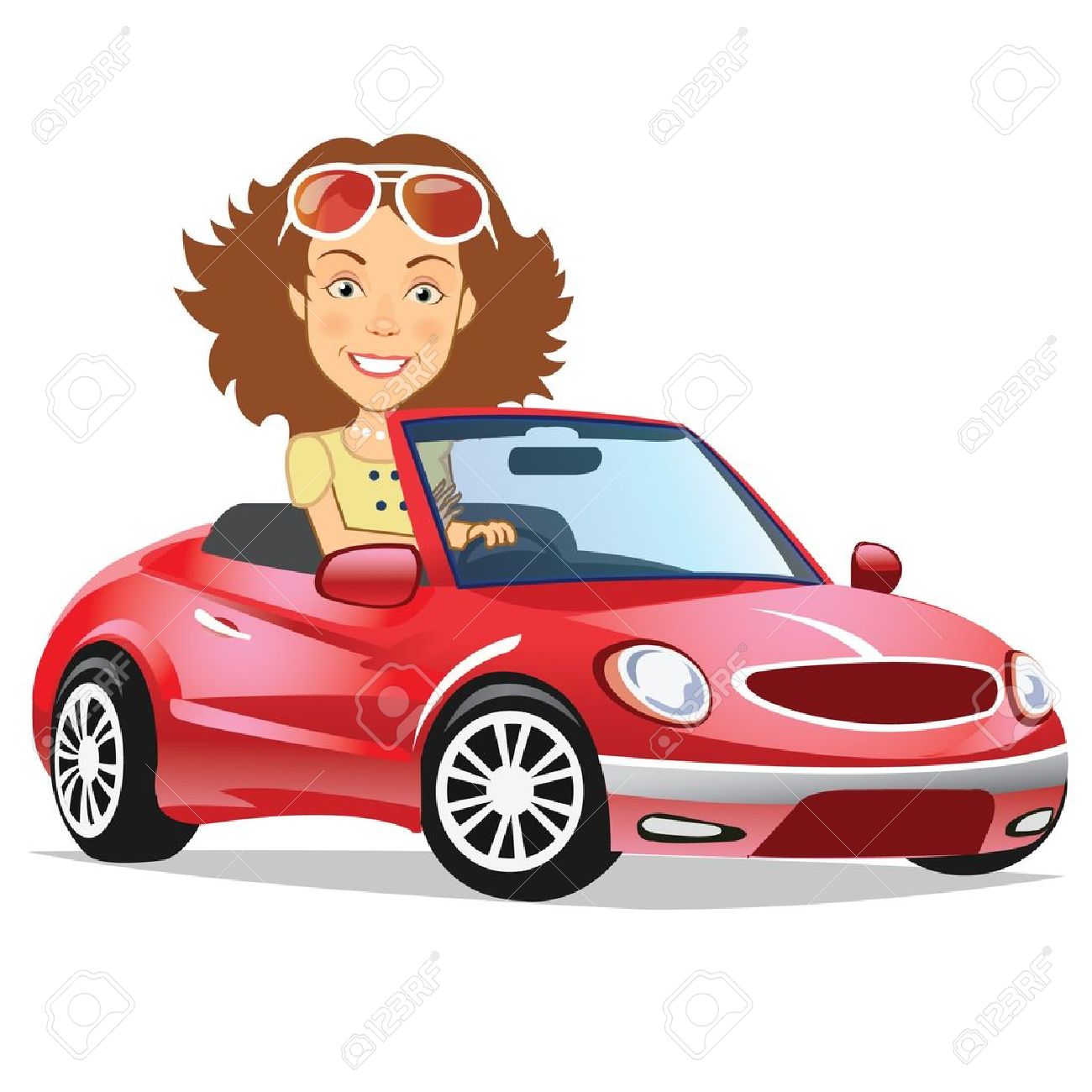 Girl Driving A Car Clipart.