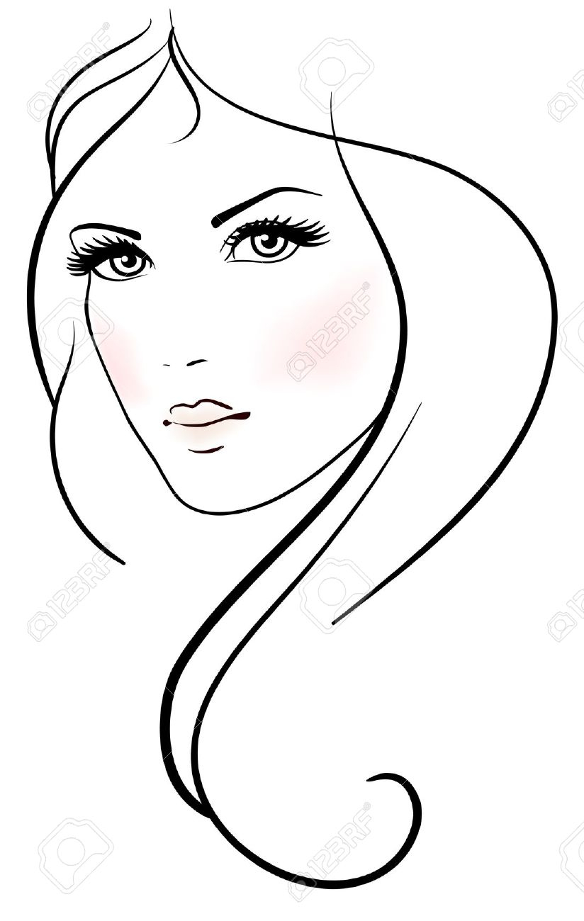 Female Face Drawing Outline.