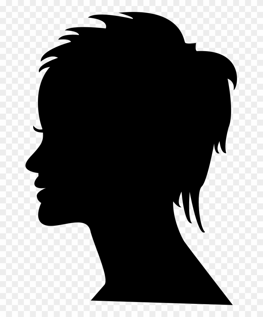 Short Female Hair On Side View Woman Head Silhouette.