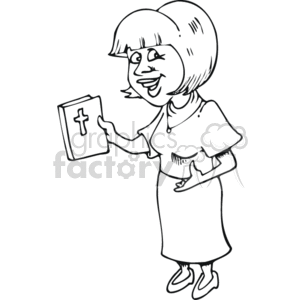woman holding a bible clipart. Royalty.