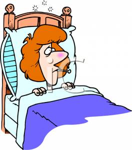 Woman Sick In Bed.