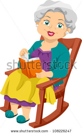 Old Woman Sitting In Chair Clipart.