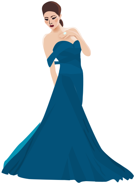 oriental woman in gown blue.