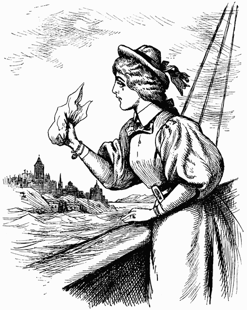 Woman Waiving Handkerchief.