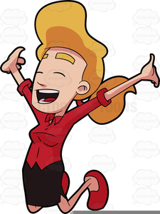 Woman Jumping For Joy Clipart.