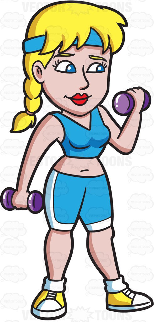 Woman Lifting Weights Clipart.