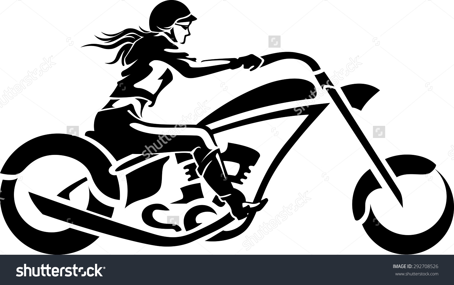 Woman Driving Chopper Motorcycle Stock Vector 292708526.
