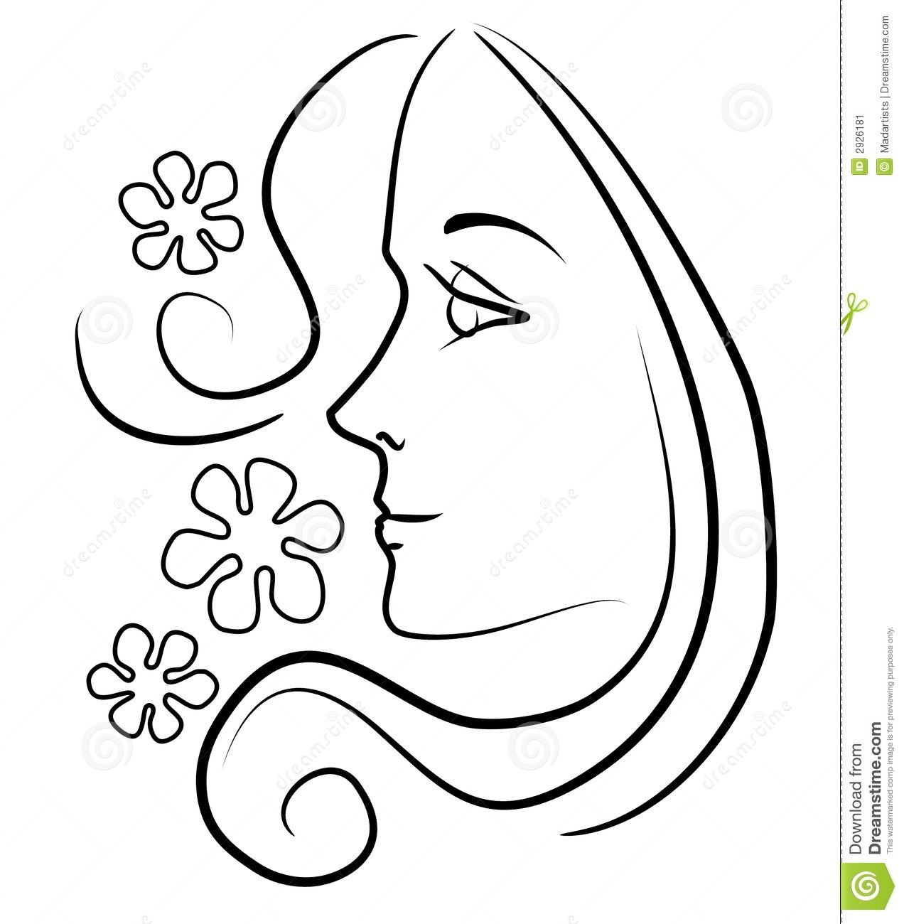 clip art of a girl face.